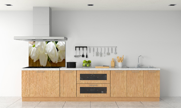 Küchen wandpaneel Weiße Tulpen