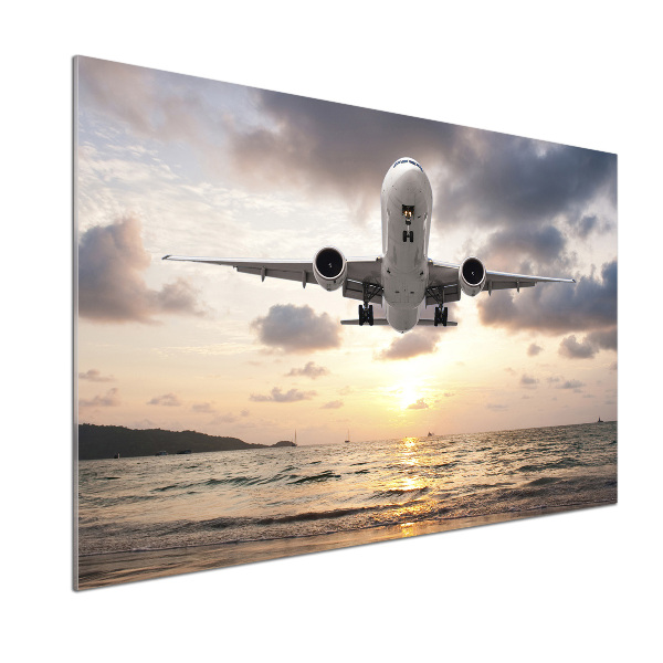 Platte für Küchenrückwand Ein Flugzeug über dem Meer