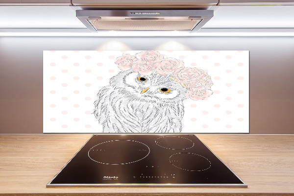 Glasrückwand für die küche Eule im Kranz