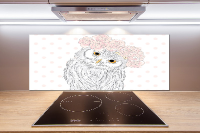 Glasrückwand für die küche Eule im Kranz