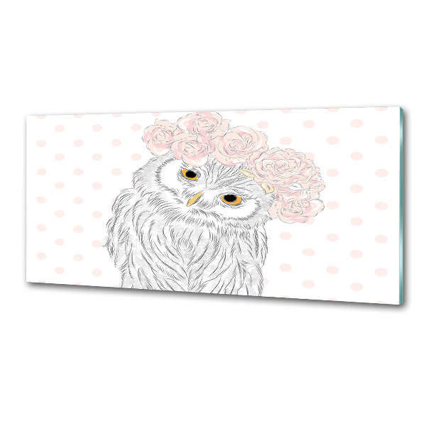 Glasrückwand für die küche Eule im Kranz