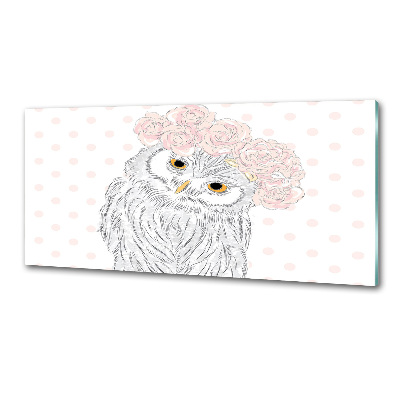 Glasrückwand für die küche Eule im Kranz