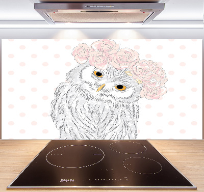 Glasrückwand für die küche Eule im Kranz