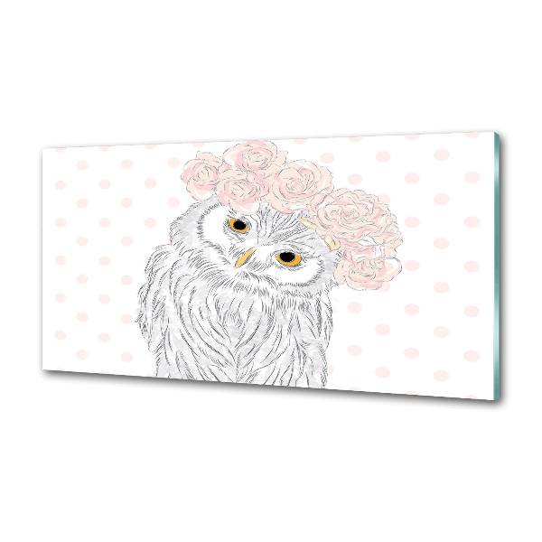 Glasrückwand für die küche Eule im Kranz