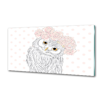 Glasrückwand für die küche Eule im Kranz