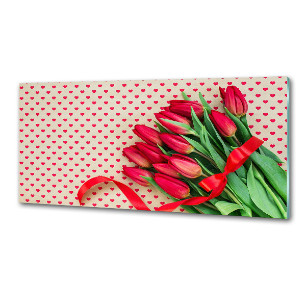 Küchen wandpaneel Herzförmige Tulpen