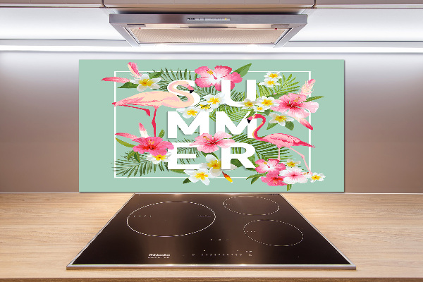 Küchen wandpaneel Urlaub und Flamingos