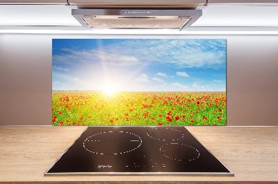 Glasrückwand für die küche Mohnfeld