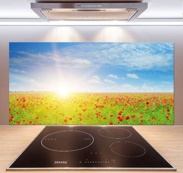 Glasrückwand für die küche Mohnfeld