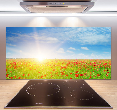 Glasrückwand für die küche Mohnfeld