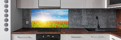 Glasrückwand für die küche Mohnfeld