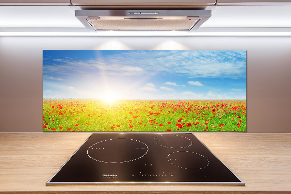 Glasrückwand für die küche Mohnfeld