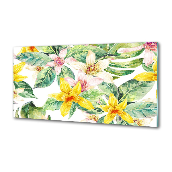 Glasrückwand für die küche Orchidee