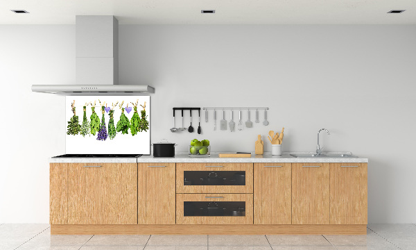 Glasrückwand für die küche Kräuter an einer Schnur