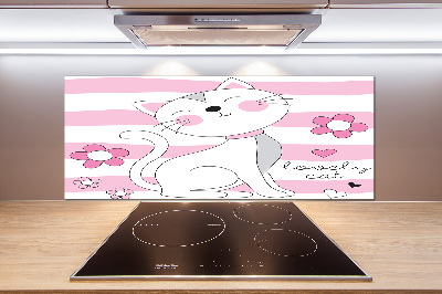 Glasrückwand für die küche Weiße Katze