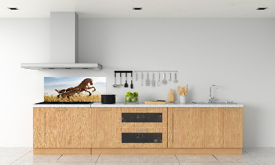 Glasrückwand für die küche Stute mit Fohlen