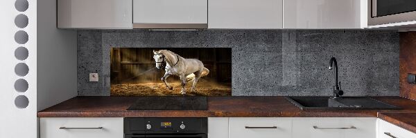 Platte für Küchenrückwand Weißes Pferd im Stall