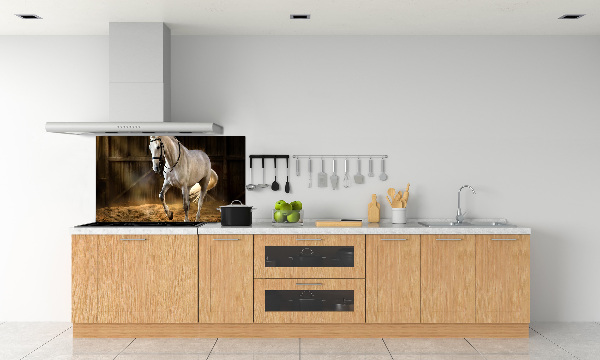 Platte für Küchenrückwand Weißes Pferd im Stall