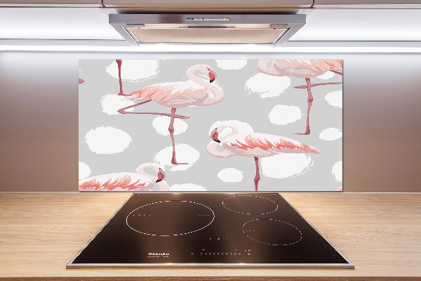 Glasrückwand für die küche Flamingos