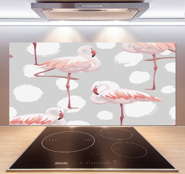 Glasrückwand für die küche Flamingos