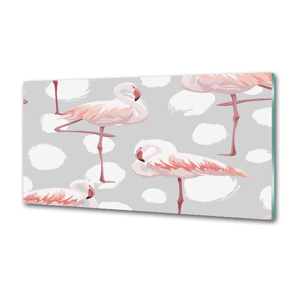 Glasrückwand für die küche Flamingos