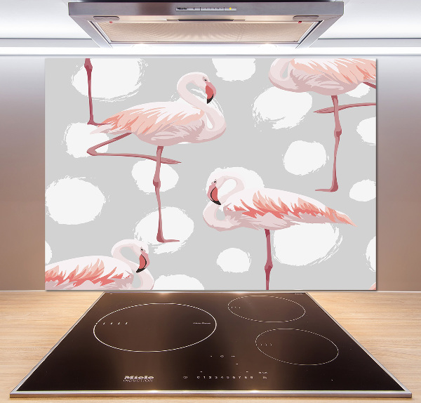 Glasrückwand für die küche Flamingos