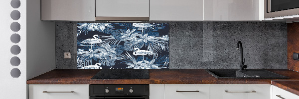 Platte für Küchenrückwand Flamingos und Pflanzen