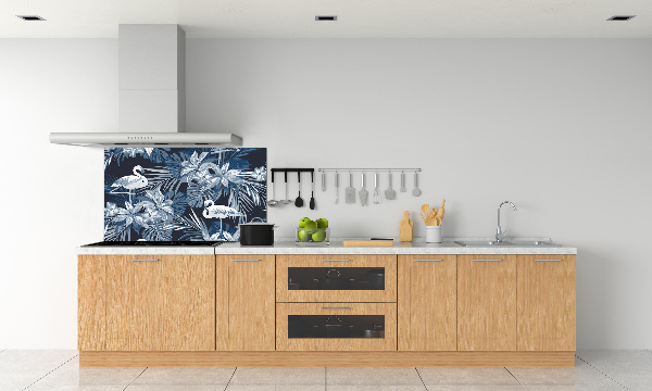 Platte für Küchenrückwand Flamingos und Pflanzen