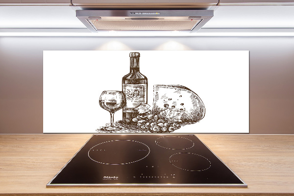 Platte für Küchenrückwand Wein und Snacks