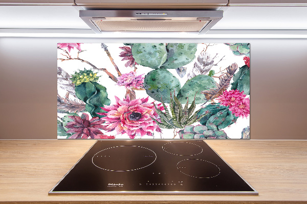 Glasrückwand für die küche Kakteen