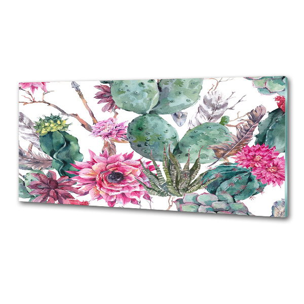 Glasrückwand für die küche Kakteen