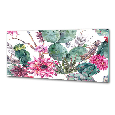 Glasrückwand für die küche Kakteen