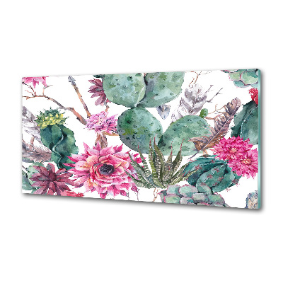 Glasrückwand für die küche Kakteen