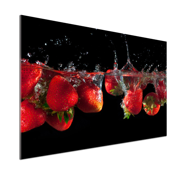 Glasrückwand für die küche Erdbeeren unter Wasser
