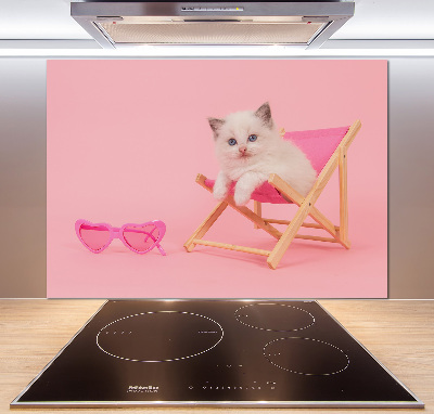 Küchen wandpaneel Katze auf einem Liegestuhl