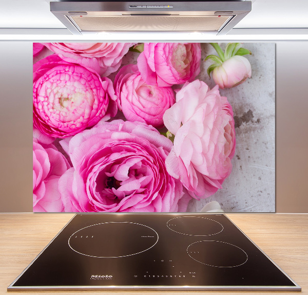 Glasrückwand für die küche Wildrosen