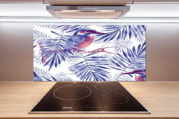 Glasrückwand für die küche Pflanzen und Vögel