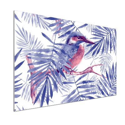 Glasrückwand für die küche Pflanzen und Vögel