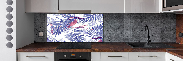 Glasrückwand für die küche Pflanzen und Vögel