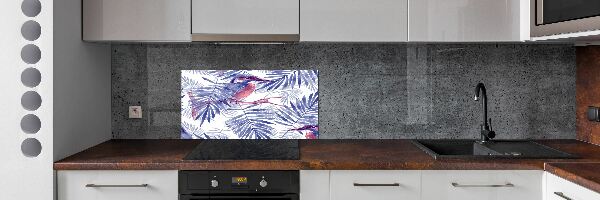 Glasrückwand für die küche Pflanzen und Vögel