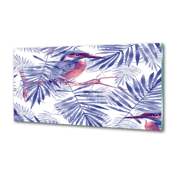 Glasrückwand für die küche Pflanzen und Vögel