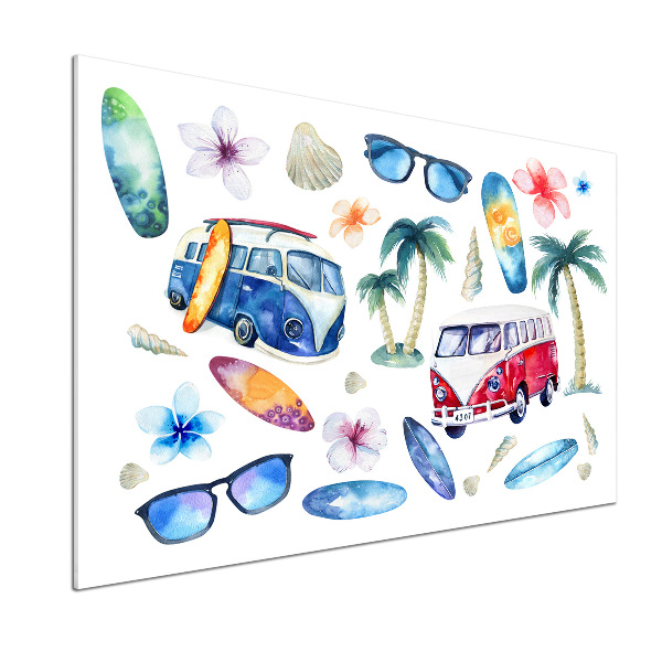 Glasrückwand für die küche Surfsymbole