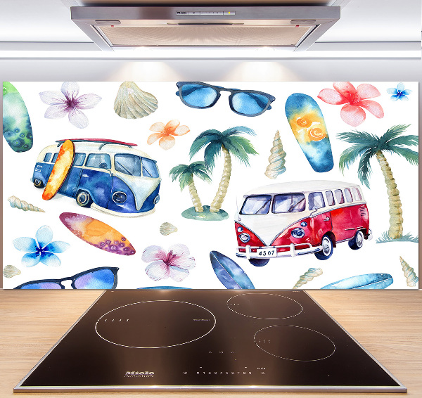 Glasrückwand für die küche Surfsymbole