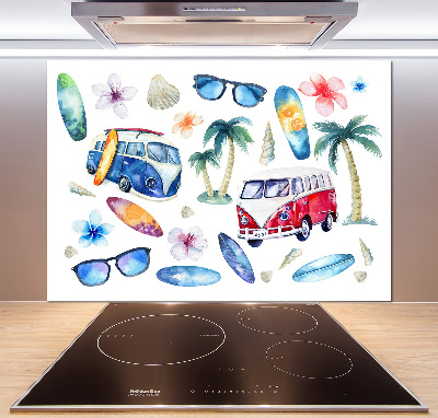 Glasrückwand für die küche Surfsymbole