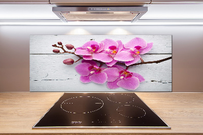 Küchen wandpaneel Orchidee auf Holz