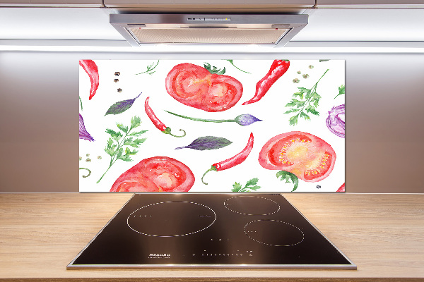 Platte für Küchenrückwand Tomaten und Gewürze