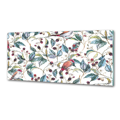 Küchen wandpaneel Brombeeren und Vögel