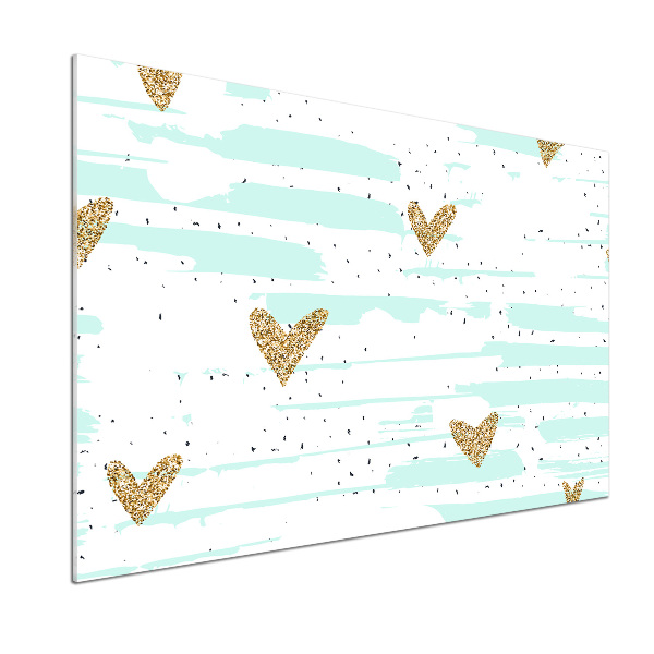 Platte für Küchenrückwand Hintergrund mit goldenen Herzen