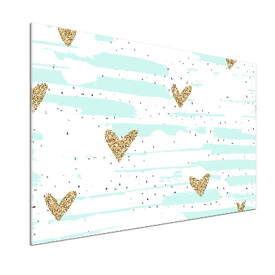 Platte für Küchenrückwand Hintergrund mit goldenen Herzen