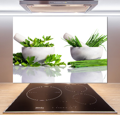 Glasrückwand für die küche Kräuter